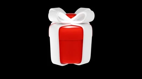 Christmas Gift Present Box with Transparent Background Animation Stock Footage 309319334