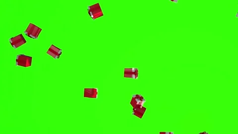 Christmas Gift Presents Falling Rain Animation Green Screen 4K Video Stock Footage 322155058