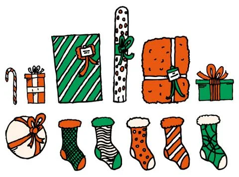 Christmas gift set Illustrazione stock