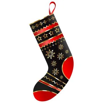 Christmas gift stocking with gold pattern Stock Illustration