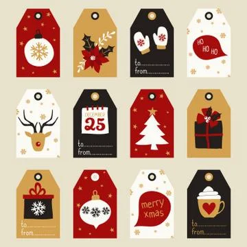 Christmas Gift Tags Set 스톡 일러스트