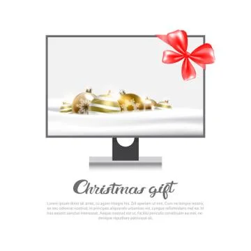 Christmas Gift Template Banner Computer Monitor Discounts On Electronics Concept Stock-Illustration