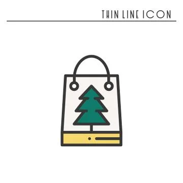 Christmas gift thin line icon. Present shopping, sale. New Year celebration o Stock Illustration
