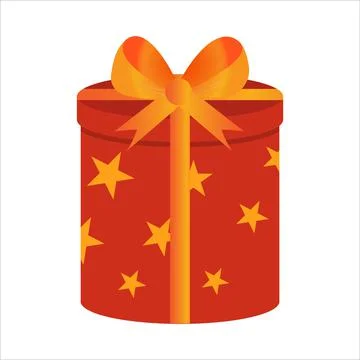 Christmas gift vector design on a white background. Round gift box design wit Stock Illustration