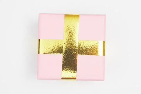 Christmas gift on white background isolate, copy space, flatley Stock Photos