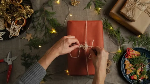 Christmas gift wrapping. Stock Footage 165464131