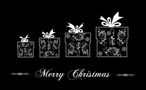 Christmas giftbox on black Stock Illustration