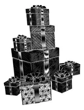 Christmas Gifts Birthday Presents Boxes Pile Stack イラスト素材
