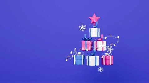 Christmas gifts loop animation. Xmas Eve and New Year celebration, holidays Stock Footage 287253687