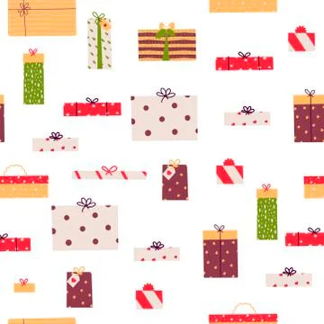 Christmas gifts, Vector seamless pattern. Christmas abstract pattern. Stock Illustration
