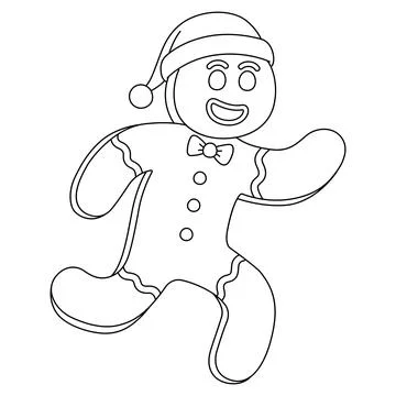 Christmas Ginger Bread Man Isolated Coloring Page Stock Illustration