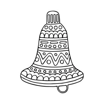 Christmas gingerbread bell vector coloring page. Sweet festive cookies with p Stock Illustration