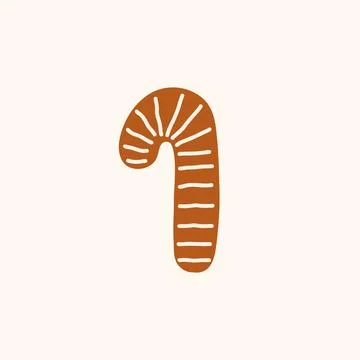 Christmas Gingerbread Candy Cane Cookie Design Stock Illustration
