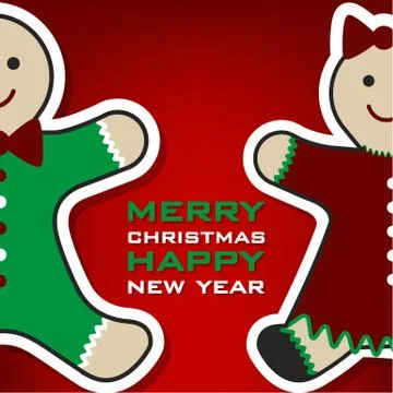 Christmas gingerbread card, vector Illustrazione stock