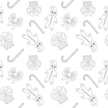 Christmas Gingerbread Coloring Page Pattern 库存插图