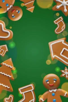 Christmas gingerbread cookie frame Stock Illustration