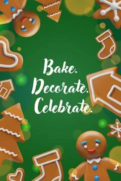 Christmas gingerbread cookie frame text Stock Illustration