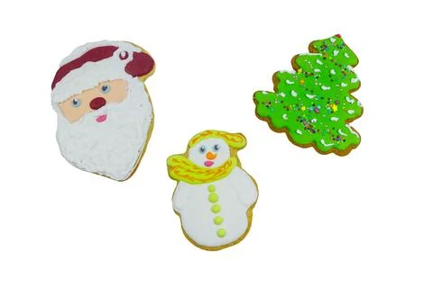 Christmas gingerbread cookie made in shape of Christmas tree isolated Stock Photos