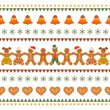 Christmas gingerbread cookie pattern background featuring festive holiday e.. 库存插图