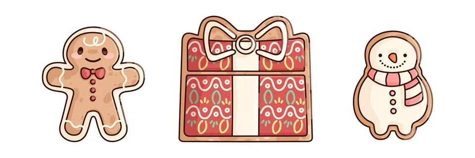 Christmas gingerbread cookie set Stock Illustration
