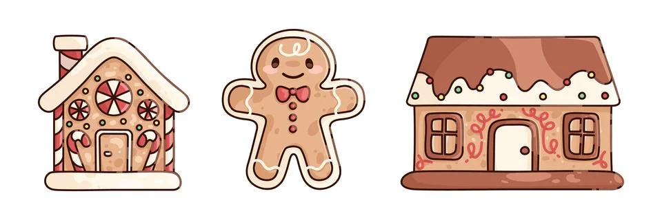 Christmas gingerbread cookie set Stock Illustration