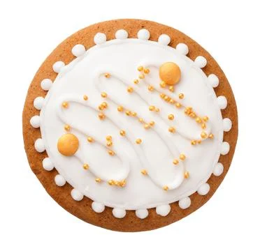 Christmas Gingerbread Cookie In Shape Of Circle Stock Photos