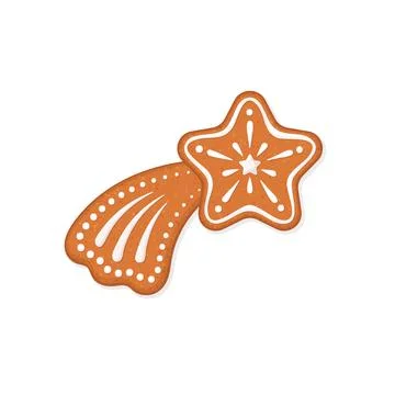 Christmas gingerbread cookie in shape of comet. Flat vector illustration Stock Illustration
