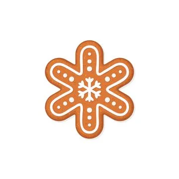 Christmas gingerbread cookie in shape of snowflake. Vector illustration Stock Illustration