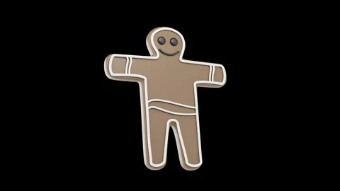 Christmas Gingerbread Cookie with Transparent Background in 3D Animation Stock Footage 309319144