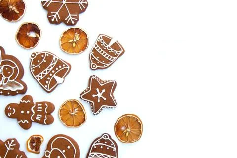 Christmas gingerbread cookie on white background Stock Photos