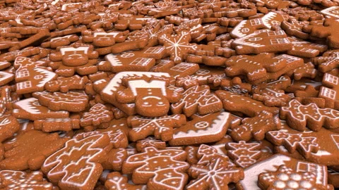 Christmas gingerbread cookies – 3d render looped. Stock Footage 315971125