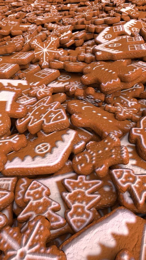 Christmas gingerbread cookies – 3d render looped. Stock Footage 315971144