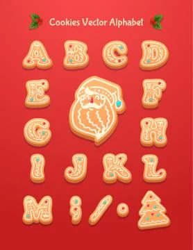 Christmas gingerbread cookies alphabet Stock Illustration