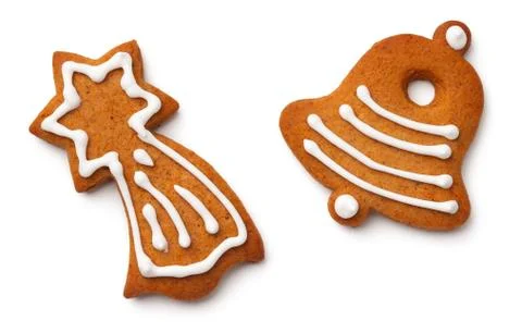Christmas Gingerbread Cookies Isolated on White Background Stock Photos