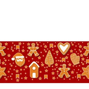 Christmas gingerbread cookies making a rectangular frame. Vector illustration Stock Illustration