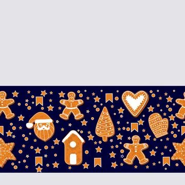 Christmas gingerbread cookies making a rectangular frame. Vector illustration Stock Illustration