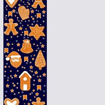 Christmas gingerbread cookies making a rectangular frame. Vector illustration Stock Illustration