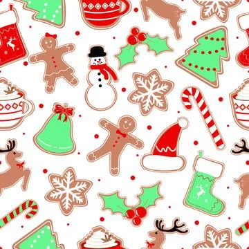 Christmas Gingerbread Cookies Pattern Illustrazione stock