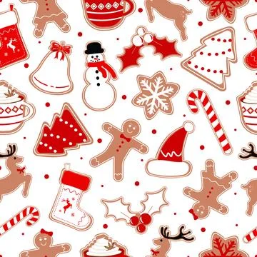 Christmas Gingerbread Cookies Pattern Illustrazione stock