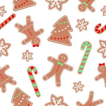 Christmas Gingerbread Cookies Pattern V3 Illustrazione stock