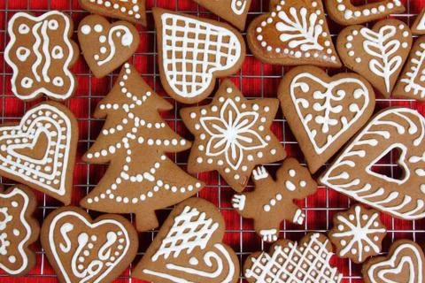 Christmas gingerbread cookies - polish traditional xmas sweets Stock Photos