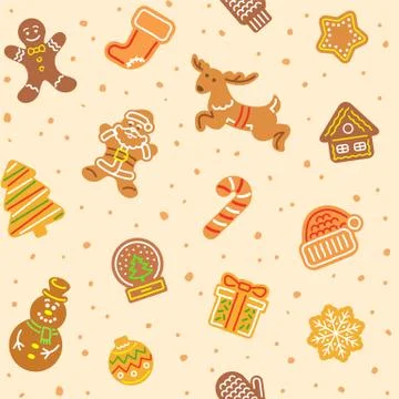 Christmas gingerbread cookies seamless pattern Stock Illustration