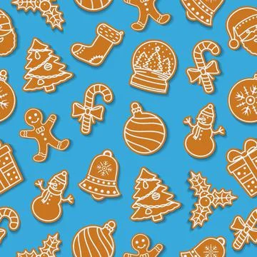 Christmas gingerbread cookies seamless pattern Stock Illustration