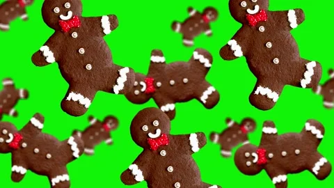Christmas gingerbread of different diameters on the green screen Stock Footage 166356652