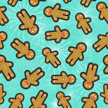 Christmas gingerbread man patch icon pattern Stock Illustration