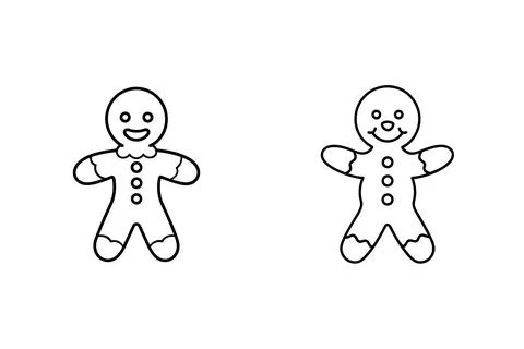 Christmas gingerbread man vector elements bundle line art illustration Illustrazione stock