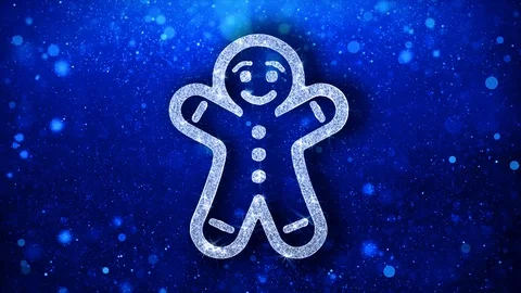 Christmas Gingerbread Ornament Man Element Blinking Icon Particles Background Stock Footage 107923792