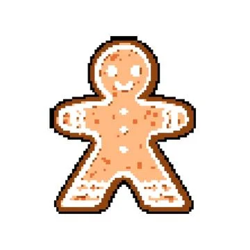 Christmas gingerbread pixel art vector illustration Stock Illustration