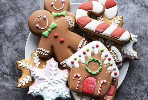 Christmas gingerbread in the plate Stock Photos