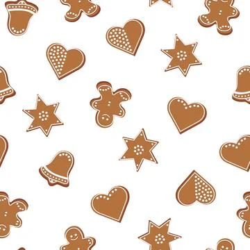 Christmas gingerbread seamless pattern. Stock Illustration